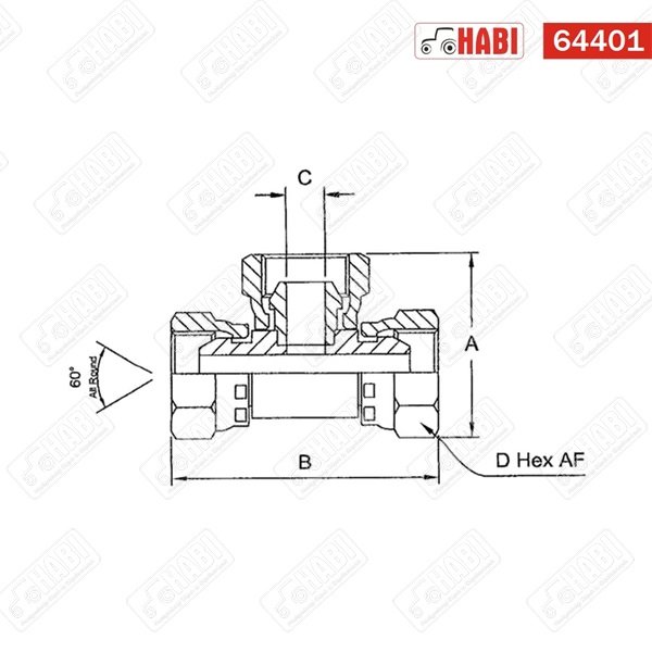 Hidraulika közcsavar hollanderes 3x3/4" T-idom Burnett & Hillman
