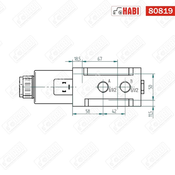 Hidraulika útváltó szelep 6/2 1/2" BSP 120l/perc /mágnesszelep/