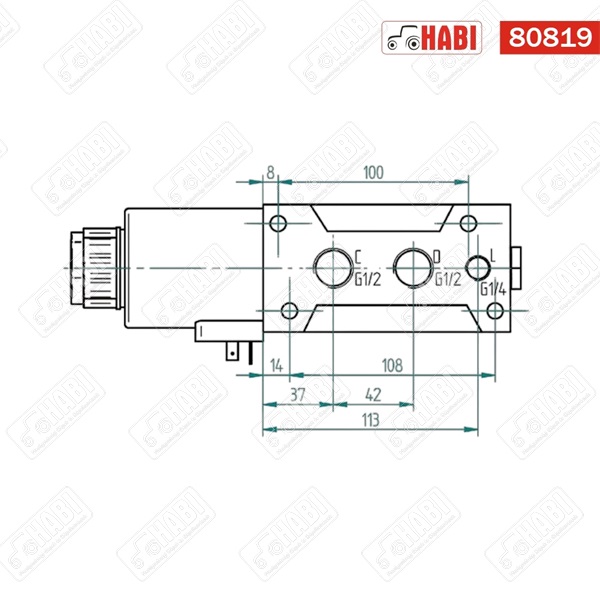 Hidraulika útváltó szelep 6/2 1/2" BSP 120l/perc /mágnesszelep/