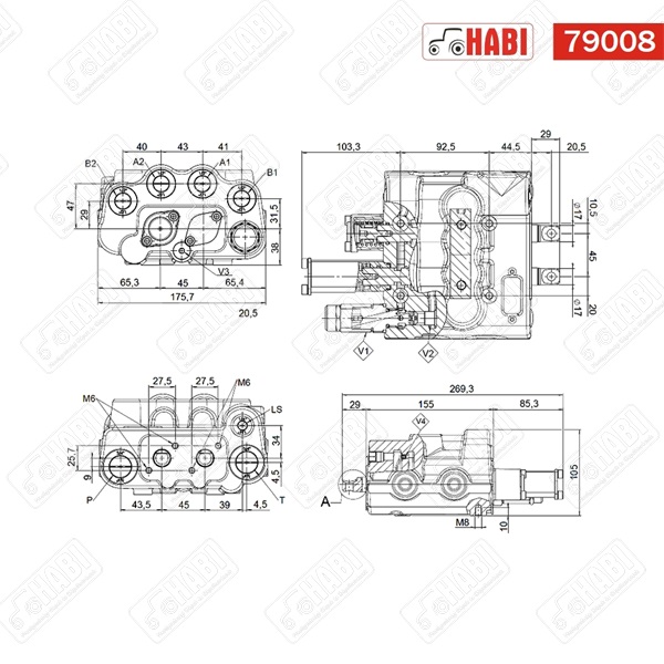 Hidraulika elosztó LS kimenettel  (úszó) 3/4
