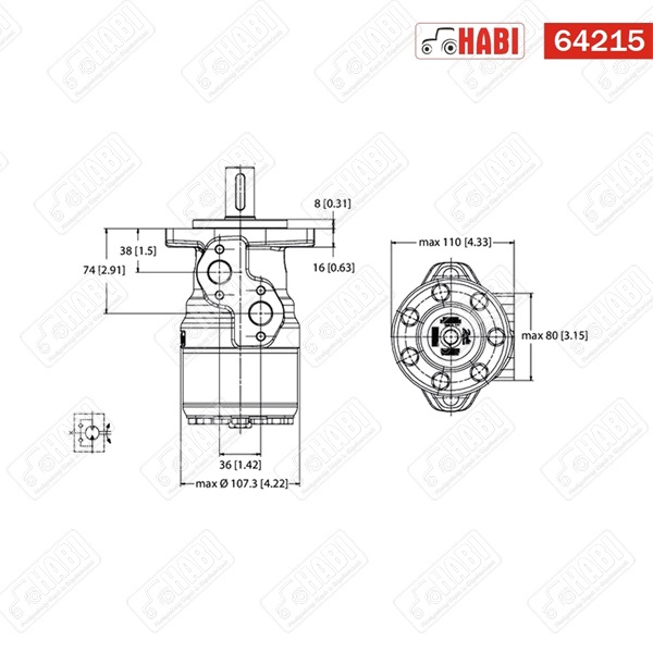 Hidromotor OMR-X 160 cm3/fsz, D=25 mm, A2 WHITE