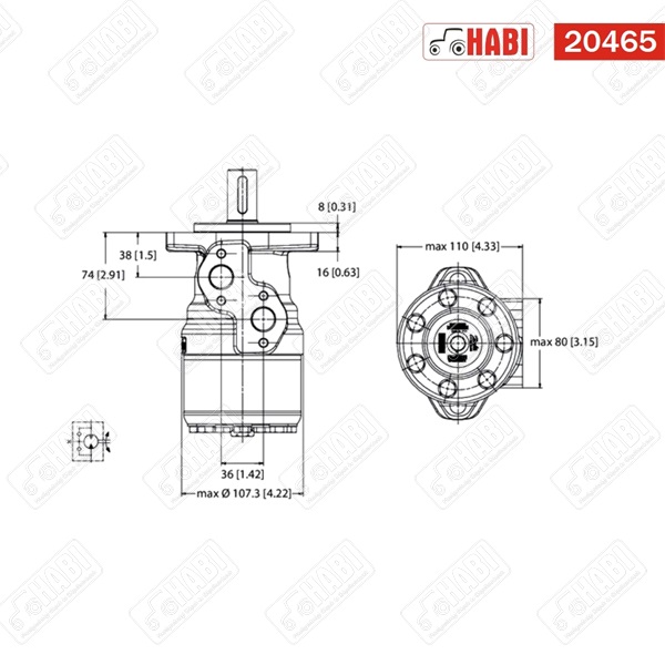 Hidromotor OMR-X 200 cm3/fsz, D=25 mm, A2 WHITE