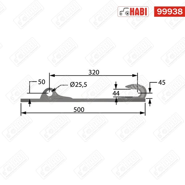 Homlokrakodó horogkészlet egyenes lemezzel Euro csatlakozás