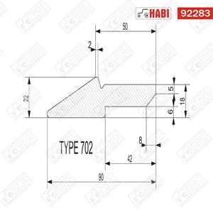 Homlokrakodó kanál kopóél HB250 90x22x1600 mm