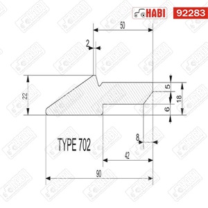 Homlokrakodó kanál kopóél HB250 90x22x1600 mm