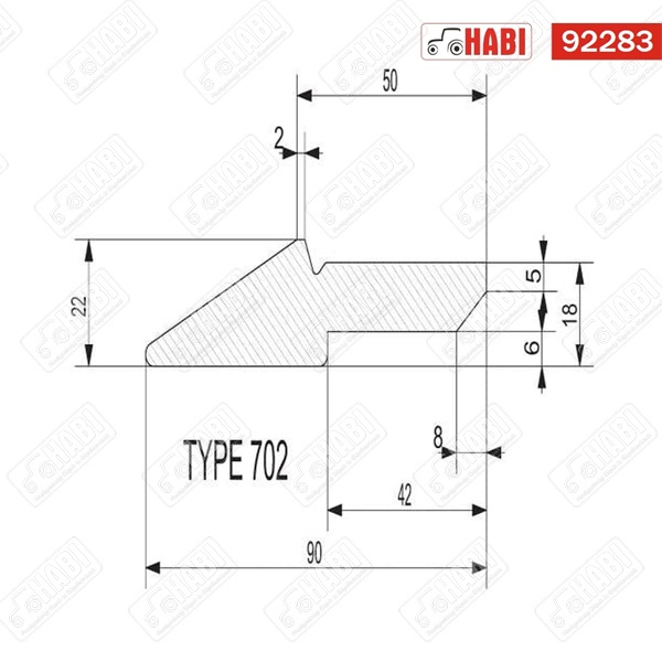 Homlokrakodó kanál kopóél HB250 90x22x1600 mm