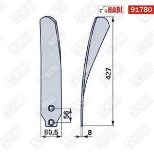 Horsch Terrano, Tiger szárnyas kapa 2 furatos jobb szélesség 80 mm
