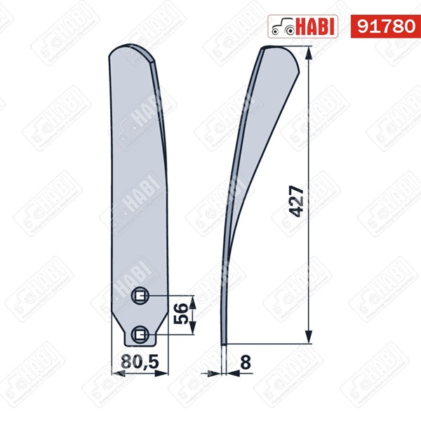Horsch Terrano, Tiger szárnyas kapa 2 furatos jobb szélesség 80 mm