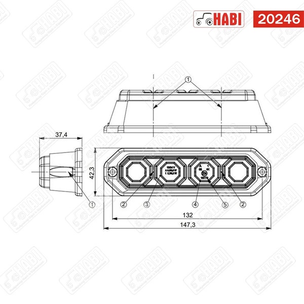 Irányjelző LED lámpa 12-24V 147,3x42,3x37,4 mm IP68