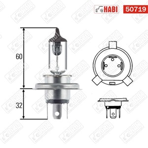 Izzó 12V 100/90W P43t H4 Hella