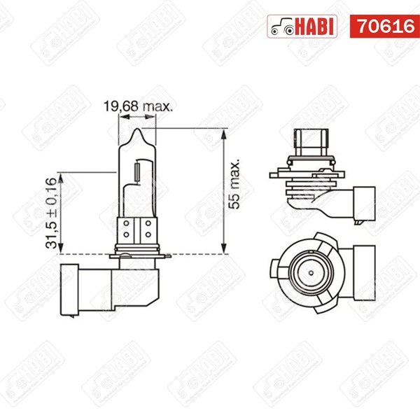 Izzó 12V 60W P20D HB3 halogén BOSCH