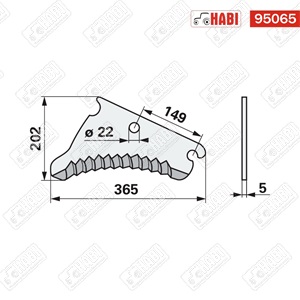 John Deere körbálázó kés 365x202x5 mm