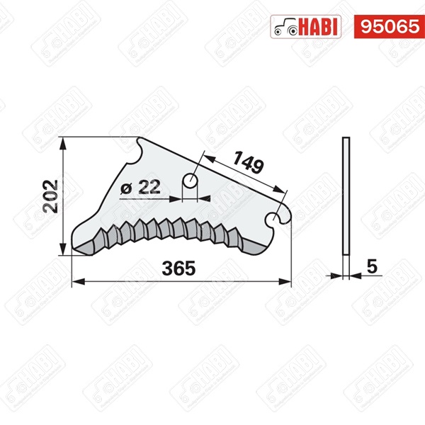 John Deere körbálázó kés 365x202x5 mm