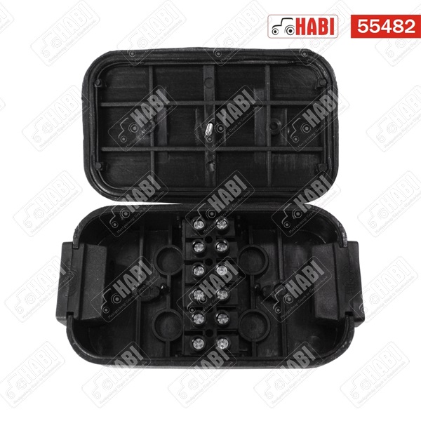 Kábel elosztó doboz 6-os 73x128,5x41mm, fekete