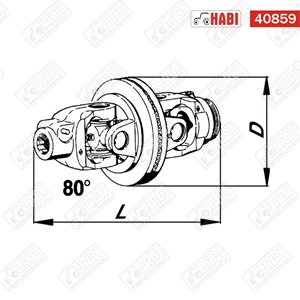 Kardáncsukló nagy hajlásszögű komplett 1 3/8"-6, W2480 2a G (citrom profil)