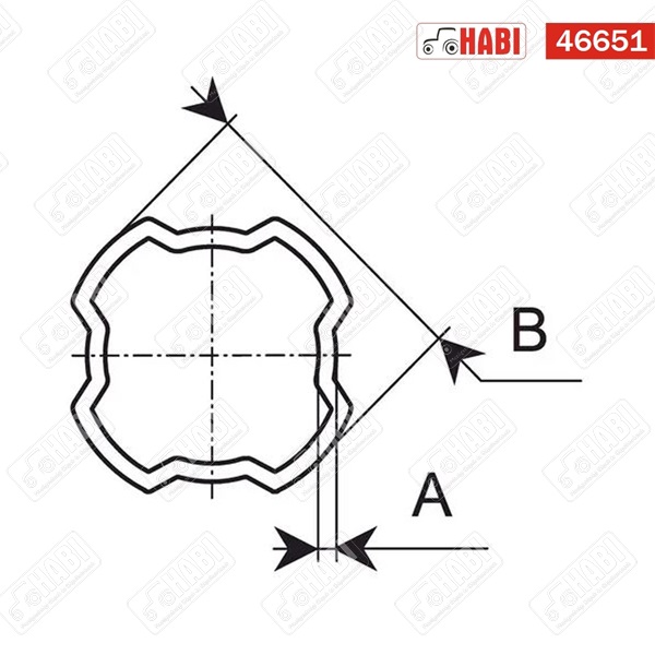 Kardántengely profilcső négyszögletű belső 1m/db SFT sorozat S2 Bondioli & Pavesi