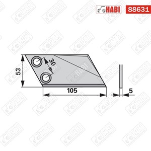 Kemper silózó kés 105x53x5 mm furattáv 35 mm