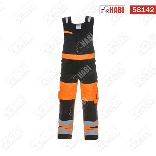 Kertésznadrág, 2XS méret, UK: 32, láthatósági, narancssárga/fekete, Trendy High Visible Stretch Line, Hydrowear