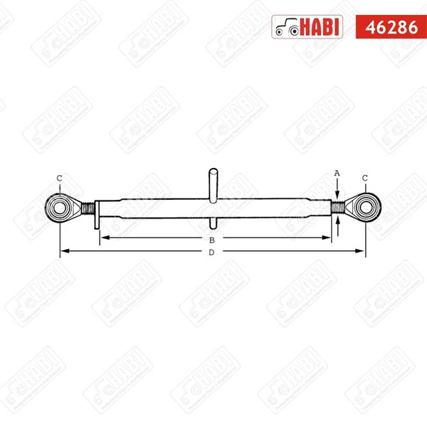 Középsővonórúd 1 kat. M24x3 L=500 mm 620-840 mm d=29,4 mm