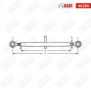 Középsővonórúd 1 kat. M24x3 L=500 mm 620-840 mm d=29,4 mm