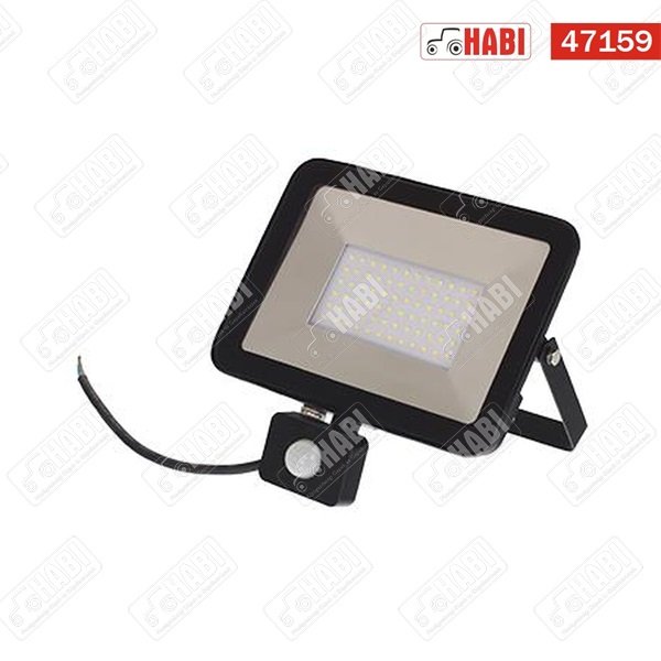 Kültéri LED reflektor mozgásérzékelővel 50W, 70 Lumen/Watt, 6500 Kelvin, 230V, fekete, IP45