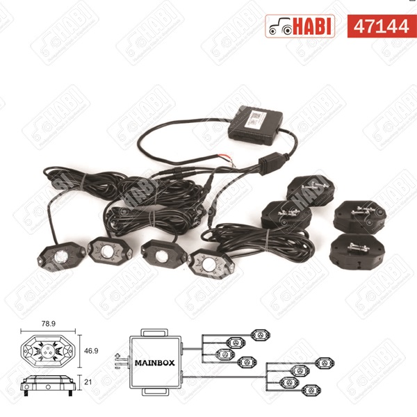 LED Gépjármű alváz / kerék világítás, 72 W, app-al vezérelt, (8db LED lámpával)