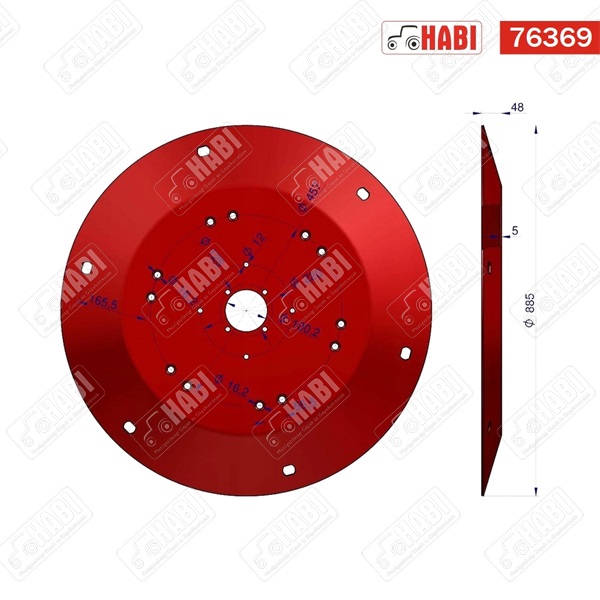 Lengyel fűkasza felső tányér késtartós 185-ös T2/21 D=885 mm Warynski