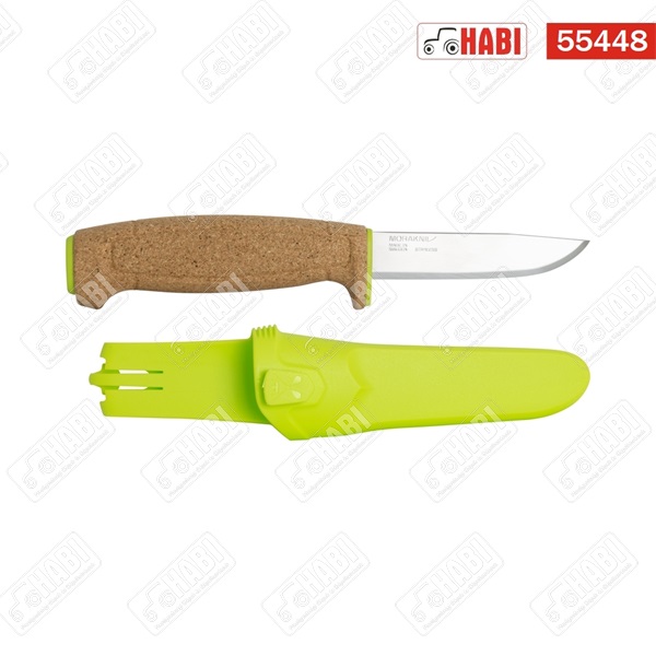 MORAKNIV FLOATING horgászkés (S) parafa markolattal, tokkal, neon zöld