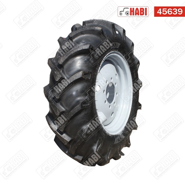 MTZ Elsőkeréktárcsa teli + gumi köpeny MRL 11.2x20+9x20 8 csavaros (228x508mm) balos