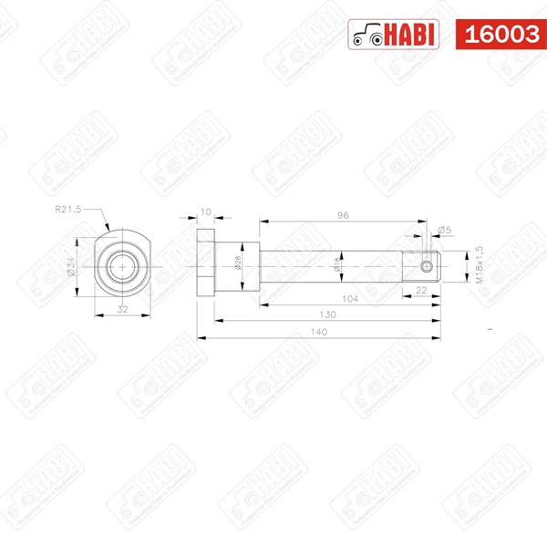 MTZ Feszítőorsó biztosítócsap felső 18/28x130