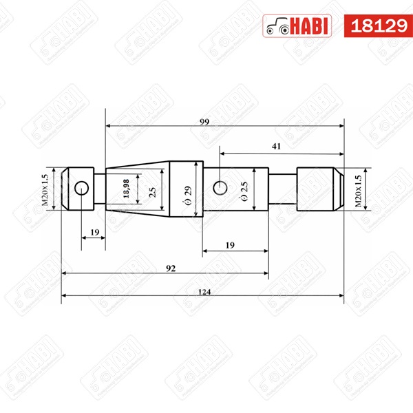 MTZ Gömbcsap 2menet komplett 800/900 L=124mm