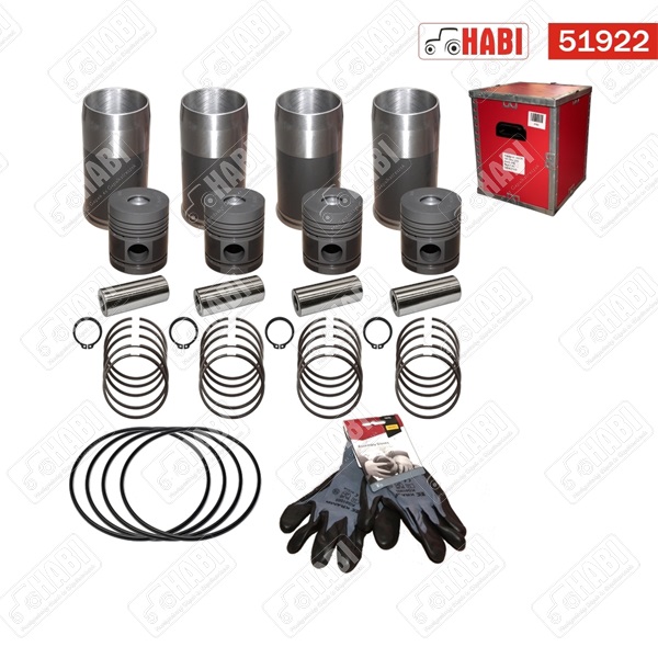 MTZ Hüvelygarnitúra 80-as 1 motorra 5gyűrűs L=245mm D=38mm-es csapszeggel 38mm-es előkamrával foszfátozott