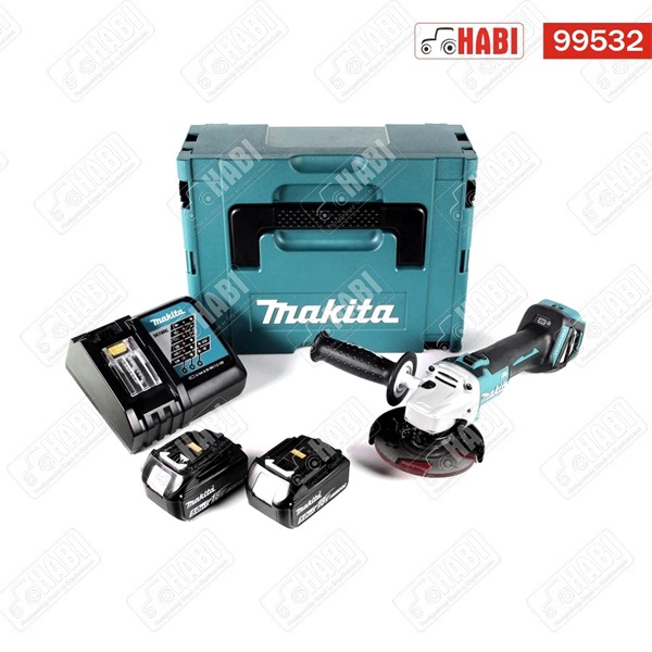 Makita DGA511RTJ 18V LXT BL 125 mm akkus sarokcsiszoló + töltő + Makpac