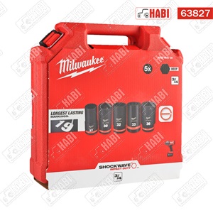 Milwaukee 3/4" Gépi Dugókulcs hosszú készlet 5 részes