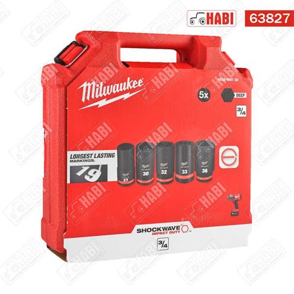 Milwaukee 3/4" Gépi Dugókulcs hosszú készlet 5 részes
