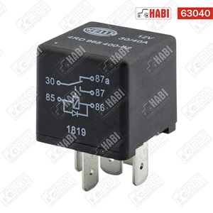Munkaáram relé 12V 30 / 40A 5 lábas Hella