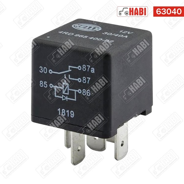 Munkaáram relé 12V 30 / 40A 5 lábas Hella