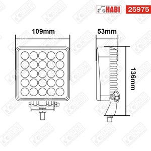 Munkalámpa CREE LED 75W, 110x110x55 mm, 5625 Lumen, 10-36V, IP67