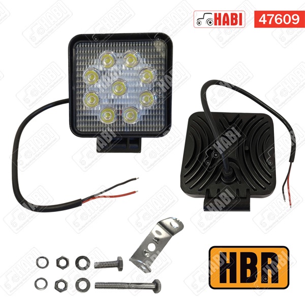 Munkalámpa LED 27W kocka, 2070 Lumen, 106x106x36mm, 10-30V, IP67