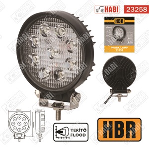 Munkalámpa LED 27W kör, 2070 Lumen, 10-30V, IP67, HBR