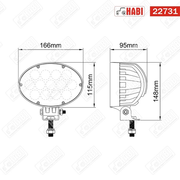 Munkalámpa LED 65W ovális, 5200 Lumen 12-24V
