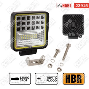 Munkalámpa+Nappali menetfény (fehér) LED 126W kocka, 5040 Lumen, 9-32V, IP67