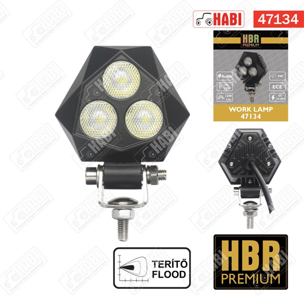 Munkalámpa drónokhoz OSRAM LED háromszög, 57x40x66,6mm, 9W, 1200 lumen, 10-30V, IP67/IP69K, HBR PREMIUM