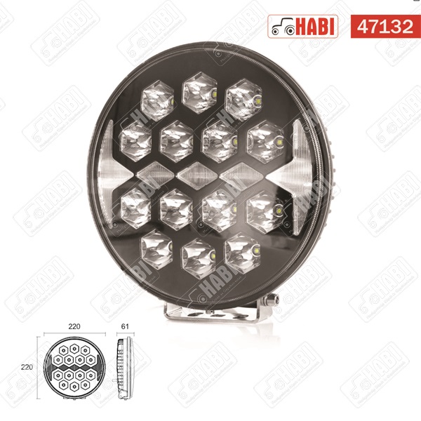 Fényszóró SMD LED offroad kör, 140W, 9 inch, 10.000 lumen, 2 funkció, 10-30V, IP67/IP69K, HBR