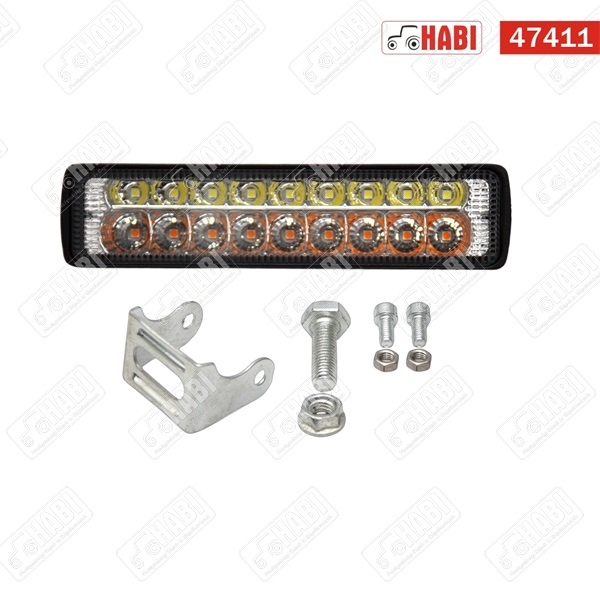 Munkalámpa SMD LED téglalap, 2 fény (sárga+fehér), 18W, 500 - 1000 lumen, 145x35x45 mm, 10-30V