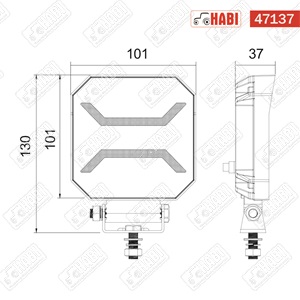Munkalámpa + helyzetjelző (Piros) SMD LED kocka, 15W, 1500 lumen, 10-30V, IP67/IP69K, HBR