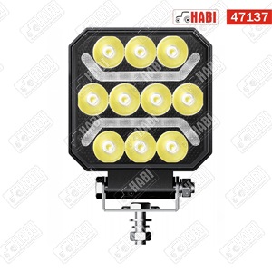 Munkalámpa + helyzetjelző (Piros) SMD LED kocka, 15W, 1500 lumen, 10-30V, IP67/IP69K, HBR