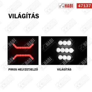 Munkalámpa + helyzetjelző (Piros) SMD LED kocka, 15W, 1500 lumen, 10-30V, IP67/IP69K, HBR