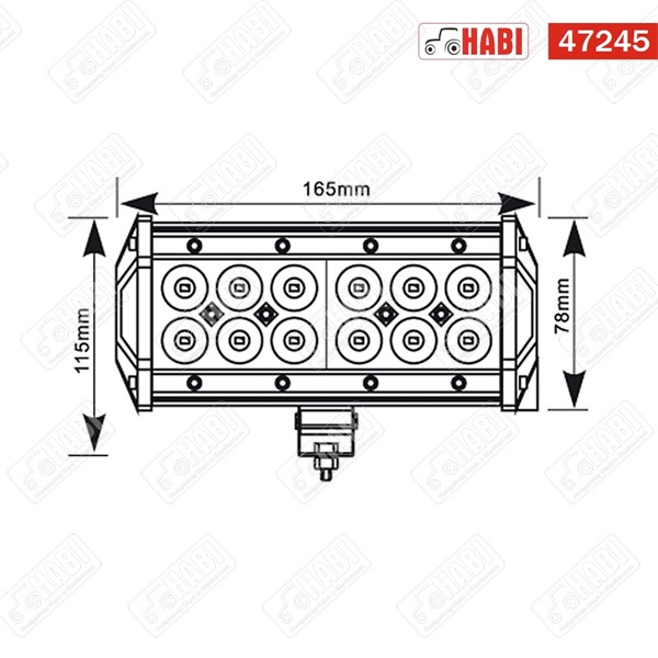 Munkalámpa terepmintás LED 36W téglalap, 165x115x78 mm, 6000 Kelvin, 10-30V, IP67