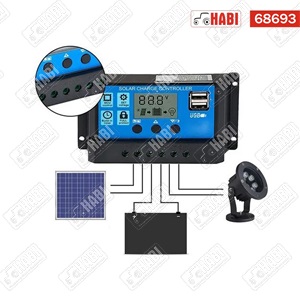 Napelem töltésvezérlő modul 12/24V 10A PWM+USB